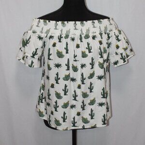 Blue Rain Cactus Off the Shoulders Top